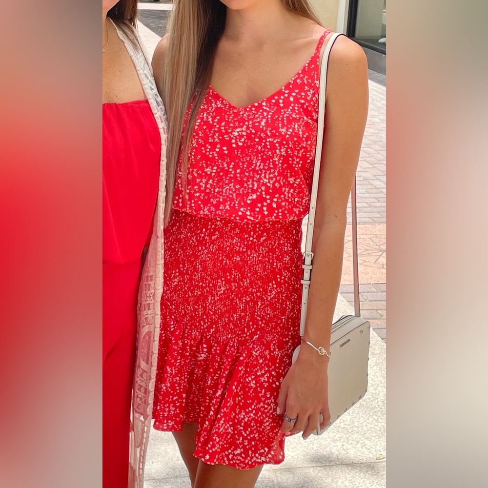 She + Sky Red and White Patterned Dress